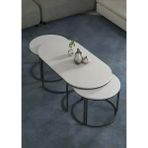 Savita Home Dolunay 3'lü Set Orta Sehpa - 45 cm - Beyaz