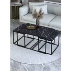 Savita Home Flora Orta ve Zigon-Yan Sehpa Seti - 43 cm - Bendir