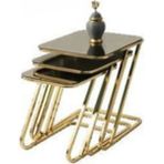 Savita Home Pars Zigon Sehpa Bronz Cam Modern Tasarım Dayanıklı Metal Ayak Şık Salon Mobilyası