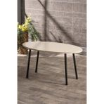 Savita Home Siyah Metal Orta Sehpa Elips - 90X50X42 cm - Krem