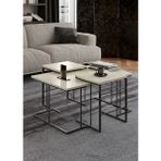 Savita Home Solo Orta Sehpa Zigon Sehpa Set - 41 cm - Krem