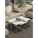 Savita Home V Lux 5'li Orta ve Zigon Sehpa Seti - 49 cm - Beyaz