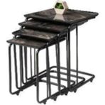 Savita Home Zigon Sehpa Siyah Mermer Modern Tasarım Dayanıklı Metal Ayak Şık Salon Mobilyası