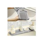 SAVORYHOME Musluk Matı Su Tutucu Düzenleyici Kaydırmaz Taban Organizer Mutfak Banyo Lavabo Gri