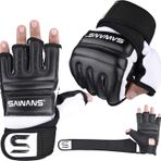 SAWANS Boks Çantası Boks Eldiveni Karate Eldiveni MMA Vücut Savaş Tekvando Eğitimi Dövüş Sanatı Dövüş Kavgası Muay Thai (Siyah, Küçük)