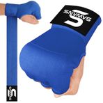 SAWANS Boks El Sargıları El Koruması için İç Eldivenler Uzun Bilek Kayışları Lastikli, Dolgulu Dövüş Sanatları Savaş Eldiveni Kum Torbası Antrenman Jeli Eldiveni Muay Thai MMA (L/XL, Mavi)