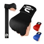 SAWANS Boks El Sargıları El Koruması için İç Eldivenler Uzun Bilek Kayışları Lastikli, Dolgulu Dövüş Sanatları Savaş Eldiveni Kum Torbası Antrenman Jeli Eldiveni Muay Thai MMA (L/XL, Siyah)