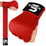 SAWANS Boks El Sargıları El Koruması için İç Eldivenler Uzun Bilek Kayışları Lastikli, Dolgulu Dövüş Sanatları Savaş Eldivenleri Kum Torbası Eğitim Jel Eldiveni Muay Thai MMA (S/M, Kırmızı)