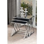 Sawoli Home Royal Gümüş Metal Ayak Füme Aynalı Zigon Sehpa