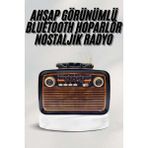 Sayarmarkt Bluetooth Hoparlör Ahşap Renk Vintage Işıklı Nostaljik Radyo Fm Ahşap Görünümlü