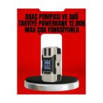 Sayarmarkt Dijital Ekranlı Araç Pompası Akü Takviye Powerbank 12.000 Mah