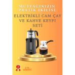 Sayarmarkt Elektrikli Cam Çay Makinesi Çaycı ve Cam Elektrikli Cezve Kahve Makinesi Seti
