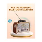 Sayarmarkt Eskitme Tasarımlı Ahşap Bluetooth Radyo LED Aydınlatmalı