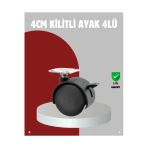 Sayarmarkt Mobilya İçin Kilitli 4 Cm Tekerlek Ayak Seti