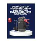 Sayarmarkt Şarjlı 12000 Mah Araç Akü Takviye Ve Hava Kompresörü 4’Ü 1 Arada
