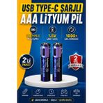 Sayarmarkt USB Type-C Şarjlı Aaa Lityum Pil 1000+ Şarj Döngülü Uzun Ömürlü Kullanım