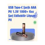 Sayarmarkt USB Type-C Şarjlı Aaa Lityum Pil 1000+ Şarj Döngüsü ile Uzun Ömür