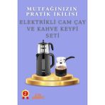 Sayarmarkt Yeni Nesil 2’li Çeyiz Seti: Cam Çay Makinesi & Bol Köpüklü Cam Kahve Cezvesi - Çok Renkli