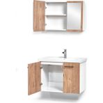 Saydam Banyo Nova 65 cm Alt Üst Banyo Dolabı Takımı (Granit Lavabo) - Ahşap