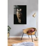 Saydam Kedi Temalı Cam Tablo 40X60CM, Ev Dekorasyonu Için Şık Seçenek - Ahşap - Seçenek 1
