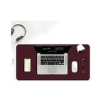 Sayemons Çift Renk Dikişli Pu Deri Masa Matı 80X40 cm Mousepad, Su Geçirmez Masa Sümeni, Çift Taraflı Kullanım, Dizüstü Bilgisayar/ofis/ev Için, Kaymaz Taban (Bordo ve Indigo Mavisi) - Option-1 - 0002 - Beyaz