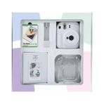 Sayemons Mini 12 Beyaz Fotoğraf Makinesi 10'lu Film Simli Pleksi Kılıf Pvc Albüm ve Kıskaçlı Resim Standı Bundle Box - Açık Bej