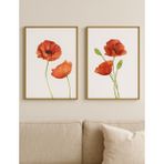Sayetablo Gelincik Abstract Çiçek - Gerçek Cama Baskı Gold Alüminyum Metal Çerçeveli 2'li Modern Tablo