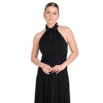 SAYGIN Halter Yaka Taş Detaylı A Kesim Abiye Elbise, 38, 81992025619, Siyah, Kadın