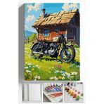 Sayılarla Boyama Çerçeveli Hobi Seti Numaralı Tuval Fırça Boya Dahil Kasnaklı 40X50 cm MOTOR1A