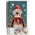 Sayılarla Boyama Çerçeveli Hobi Seti Numaralı Tuval Fırça Boya Dahil Kasnaklı 40X50 cm Şirin Penguen
