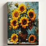 Sayılarla Boyama Tuval Hobi Seti AYÇİÇEK Temalı Fırça ve Boya Dahil Set (Çıtalı) 40x50 CM Kendin Yap Sayılarla Tuval Boya Kiti (KASNAKLI)