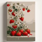 Sayılarla Boyama Tuval Hobi Seti ÇİLEK AĞACI Temalı Fırça ve Boya Dahil Set (Çıtalı) 50X70 CM Kendin Yap Sayılarla Tuval Boya Kiti (KASNAKLI)