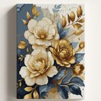 Sayılarla Boyama Tuval Hobi Seti GOLD ÇİÇEK Temalı Fırça ve Boya Dahil Set (Çıtalı) 40x50 CM Kendin Yap Sayılarla Tuval Boya Kiti (KASNAKLI)