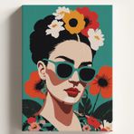 Sayılarla Boyama Tuval Hobi Seti KAHLO GÜLLÜ Temalı Fırça ve Boya Dahil Set (Çıtalı) 40x50 CM Kendin Yap Sayılarla Tuval Boya Kiti (KASNAKLI)