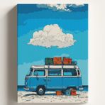 Sayılarla Boyama Tuval Hobi Seti MAVİ KAMP DENİZ Temalı Fırça ve Boya Dahil Set (Çıtalı) 50X70 CM Kendin Yap Sayılarla Tuval Boya Kiti (KASNAKLI)