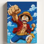 Sayılarla Boyama Tuval Hobi Seti ONE PİECE Temalı Fırça ve Boya Dahil Set (Çıtalı) 40x50 CM Kendin Yap Sayılarla Tuval Boya Kiti (KASNAKLI)