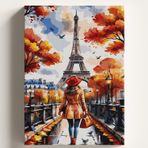 Sayılarla Boyama Tuval Hobi Seti PARİS KIRMIZI KADIN Temalı Fırça ve Boya Dahil Set (Çıtalı) 50X70 CM Kendin Yap Sayılarla Tuval Boya Kiti (KASNAKLI)