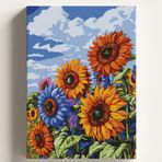 Sayılarla Boyama Tuval Hobi Seti RENKLİ AYÇİÇEĞİ Temalı Fırça ve Boya Dahil Set (Çıtalı) 50X70 CM Kendin Yap Sayılarla Tuval Boya Kiti (KASNAKLI)