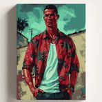 Sayılarla Boyama Tuval Hobi Seti RONALDO Temalı Fırça ve Boya Dahil Set (Çıtalı) 50X70 CM Kendin Yap Sayılarla Tuval Boya Kiti (KASNAKLI)