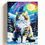 Sayılarla Boyama Tuval Hobi Seti, SAMANYOLU KEDİ Temalı Fırça ve Boya Dahil Set (Çıtalı) 50x70 CM, Kendin Yap Sayılarla Tuval Boya Kiti (KASNAKLI)