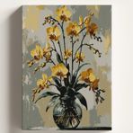 Sayılarla Boyama Tuval Hobi Seti SARI ORKİDE Temalı Fırça ve Boya Dahil Set (Çıtalı) 50X70 CM Kendin Yap Sayılarla Tuval Boya Kiti (KASNAKLI)