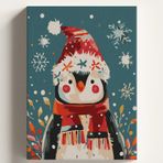 Sayılarla Boyama Tuval Hobi Seti, ŞİRİN PENGUEN Temalı Fırça ve Boya Dahil Set (Çıtalı) 50X70 CM, Kendin Yap Sayılarla Tuval Boya Kiti (KASNAKLI)
