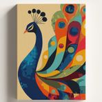 Sayılarla Boyama Tuval Hobi Seti, TAVUS KUŞU Temalı Fırça ve Boya Dahil Set (Çıtalı) 40X50 CM, Kendin Yap Sayılarla Tuval Boya Kiti (KASNAKLI)