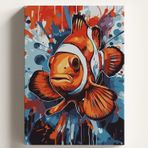 Sayılarla Boyama Tuval Hobi Seti, TURUNCU BALIK Temalı Fırça ve Boya Dahil Set (Çıtalı) 50X70 CM, Kendin Yap Sayılarla Tuval Boya Kiti (KASNAKLI)