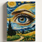 Sayılarla Boyama Tuval Hobi Seti VAN GOGH GÖZ Temalı Fırça ve Boya Dahil Set (Çıtalı) 40x50 CM Kendin Yap Sayılarla Tuval Boya Kiti (KASNAKLI)