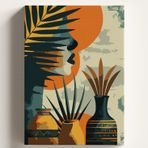 Sayılarla Boyama Tuval Hobi Seti YEŞİL VAZO KADIN Temalı Fırça ve Boya Dahil Set (Çıtalı) 50X70 CM Kendin Yap Sayılarla Tuval Boya Kiti (KASNAKLI)