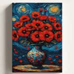 Sayılarla Boyama Tuval Hobi Seti YILDIZLI GECE GELİNCİK Temalı Fırça ve Boya Dahil Set (Çıtalı) 40x50 CM Kendin Yap Sayılarla Tuval Boya Kiti (KASNAKLI)