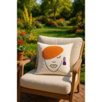 SAYMİNE Kırlent Işleme Punch (Panç) Hediyelik Süs El Yapımı El Emeği Punch Dekoratif Yastık Kılıfı BEJ 42 x 42