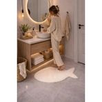 Saymine Kuzu Peluş Süet Taban Ince Banyo Paspası - Balık Desenli Yumuşak Tüy Dokusu - Beyaz