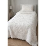 Saymine Kuzu Peluş Süet Taban Tek Kişilik Yatak Örtüsü ve Yastık Takımı - Yumuşak Dokulu 150X250CM - Beyaz - 150 x 250 cm